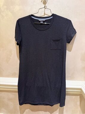 Dark Gray Crewneck Pocket Tee Dress